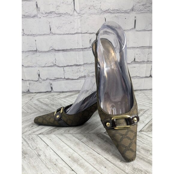 ETIENNE AIGNER KITTEN HEEL Pointed Toe Sling Back Shoes Womens 9 Veronica - Picture 1 of 7